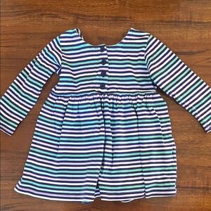 Hanna Andersson Striped Blue and Green Kids Dress